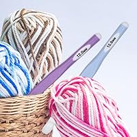 Vista 5 de QLRFFLJOY - Aguja de ganchillo larga de gran tamaño con mango de goma de 0.59 pulgadas, gancho de ganchillo, herramientas de tejido de hilo