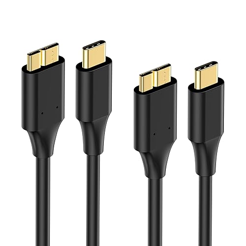 Cable de disco duro tipo C 3.1 de 3 pies (paquete de 1), cable de carga micro USB a USB C 3.1, enchufes chapados en oro, 10 Gbps de alta velocidad,