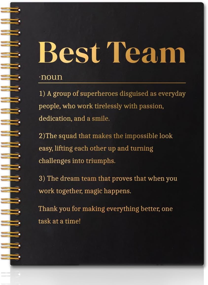 Best Team Definition Gold Foil Hardcover 160 Pages Blank Spiral Notebooks, Team Appreciation Gifts for Staff Coworker, Cheer Up Gifts for Teammate, Best Team Gifts for Team Member Team Leader