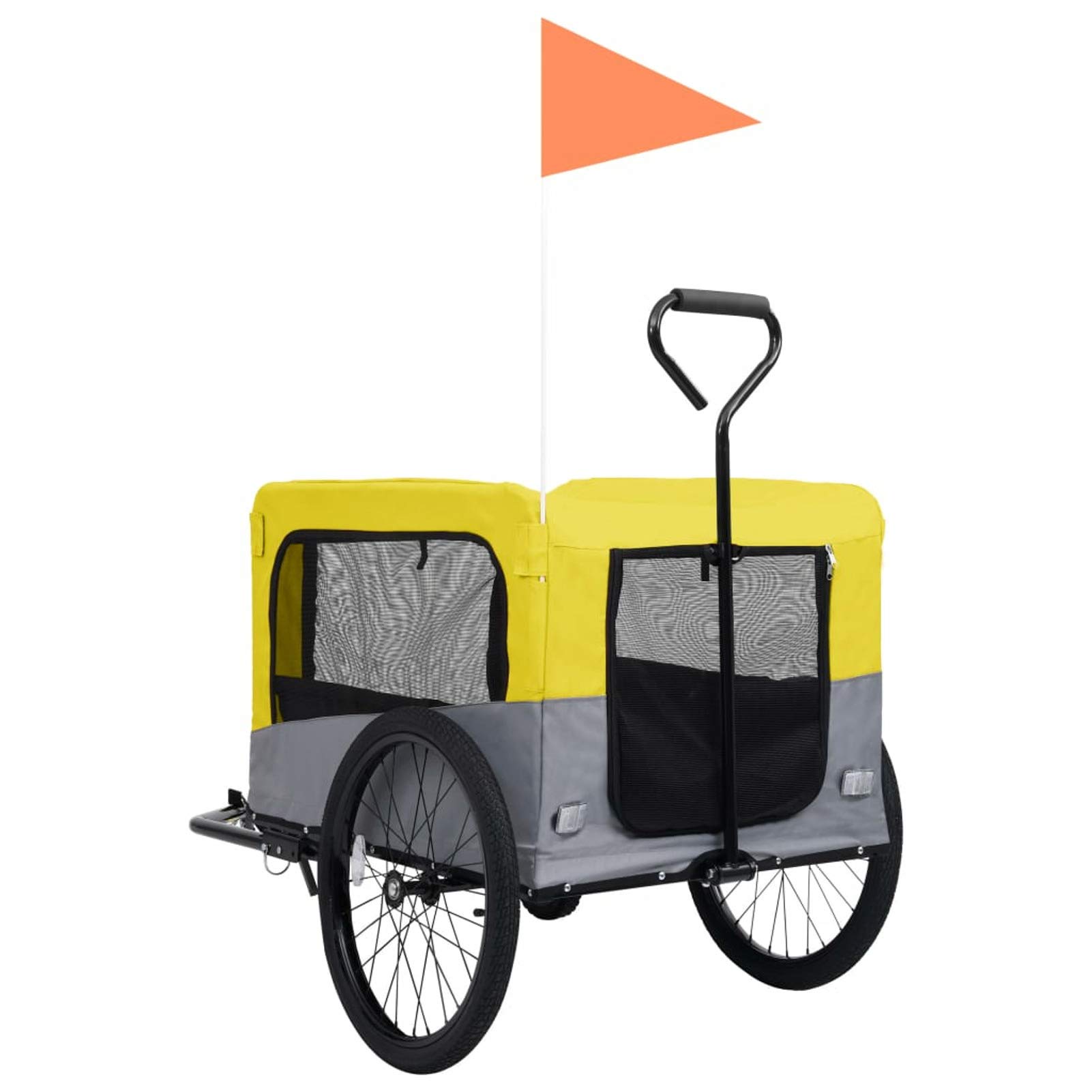 Rimorchio Bici Animali Carrello Jogging Giallo e Grigio,Articoli per animali,Animali domestici - Articoli,Passeggini per animali domestici(SPU:92442)