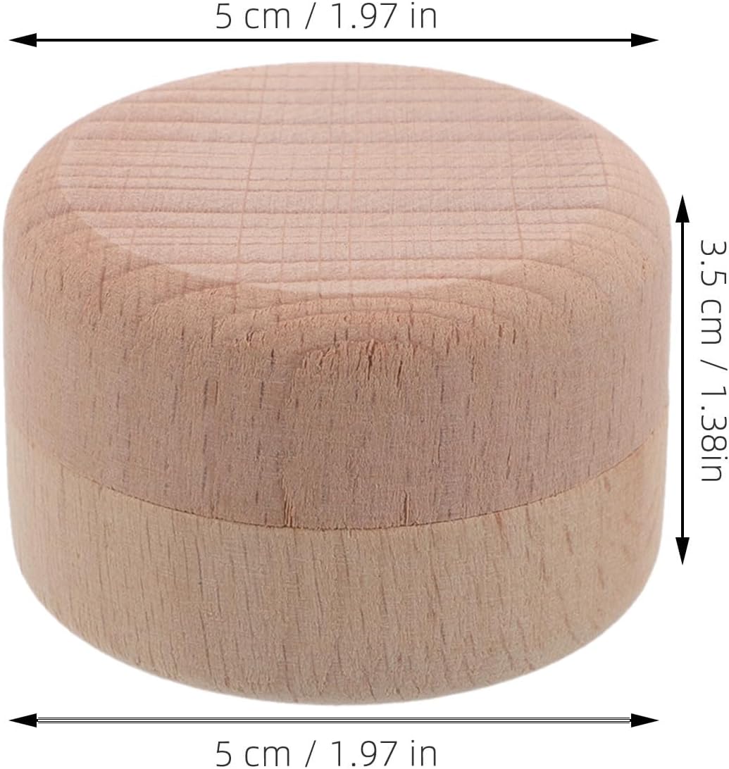 4pcs Wood Ring Storage Box round Jewelry Holder with Tight Lid Closure image 2