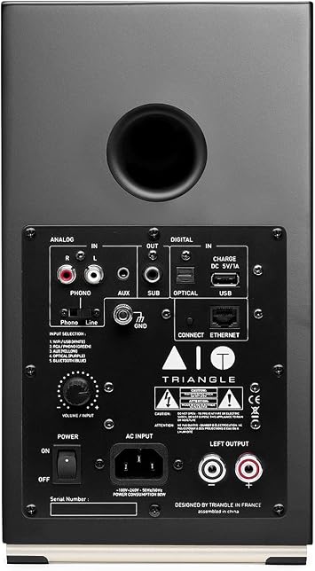 triangle - AIO Twin - Wi-Fi & Bluetooth Active Bookshelf Speakers with 2x50W Amplifier - HD Audio - Phono/Turntable + Optical TV Inputs - 165 x 304 x 235 mm - Black (Pair)
