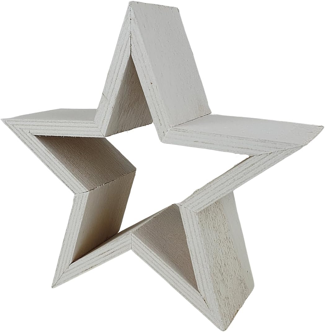 2 Weihnachtssterne Aus Mangoholz | Natur & Silber | Tischdeko 25-33cm