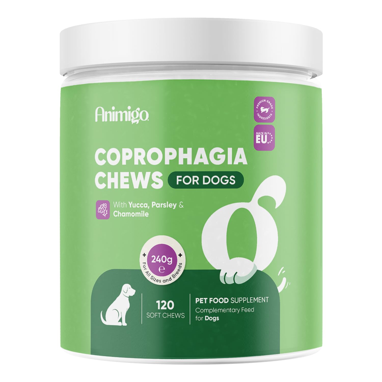animigo Coprophagia Soft Chews For Dogs - 120 Chews - Stop Dogs Eating Poop - Contains Salmon Oil, Hydrolized Animal Protein - Suitable For All Breeds And Sizes.