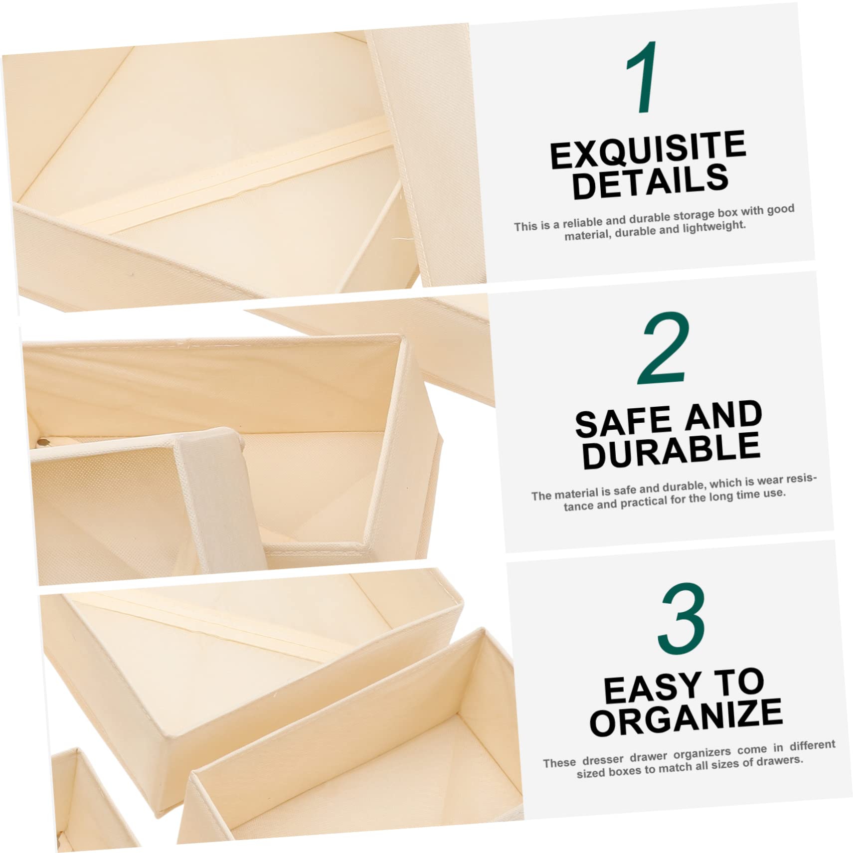 6 Stück Unterwäschebox in Beige mit Pp Platte und Reißverschluss