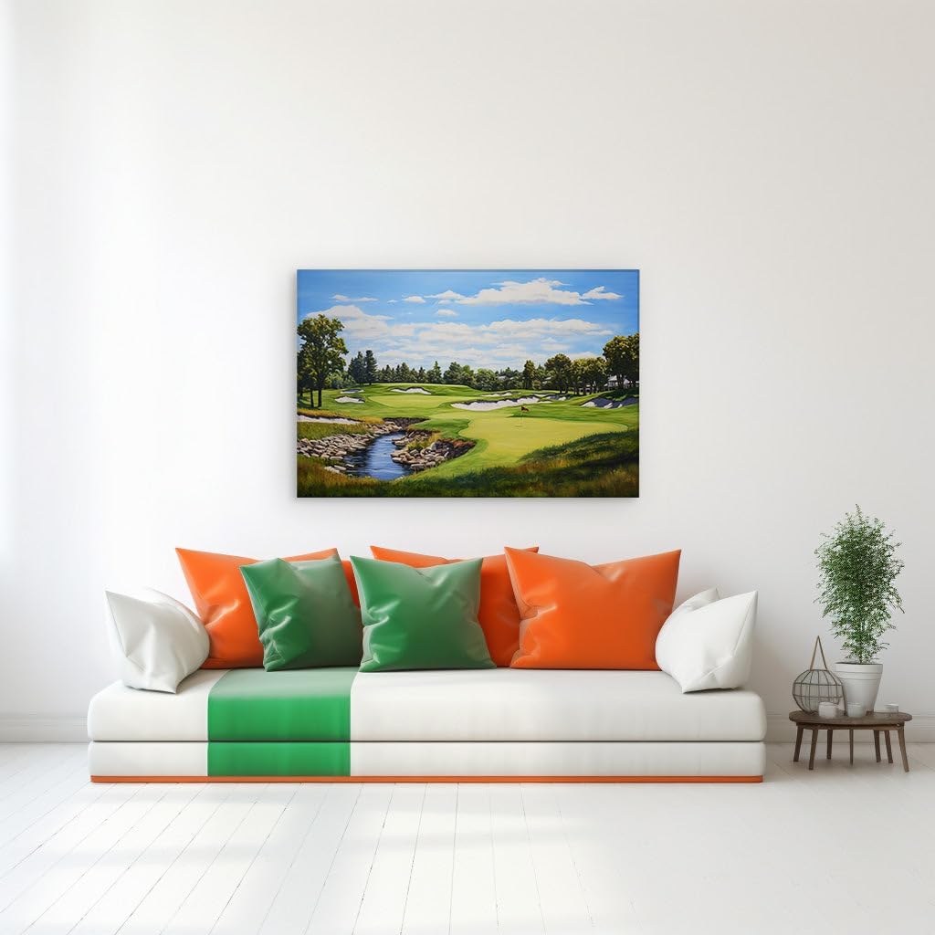 Canvas for Living room. Serenity on the Green - Capturing the Perfect Day at the Golf Course, 27 x 18 inch Canvas Wall Art - Modern Home Decor - 69x46 cm (27x18 inch)