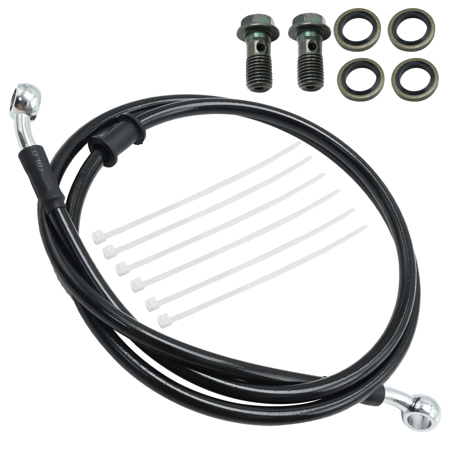 Zreneyfex Hydraulic Brake Hose Clutch Line Hose with Coupling Bolts for Motorcycle Dirt Bike ATV Moped Scooter 2PCS (L1.2m/3.93ft)