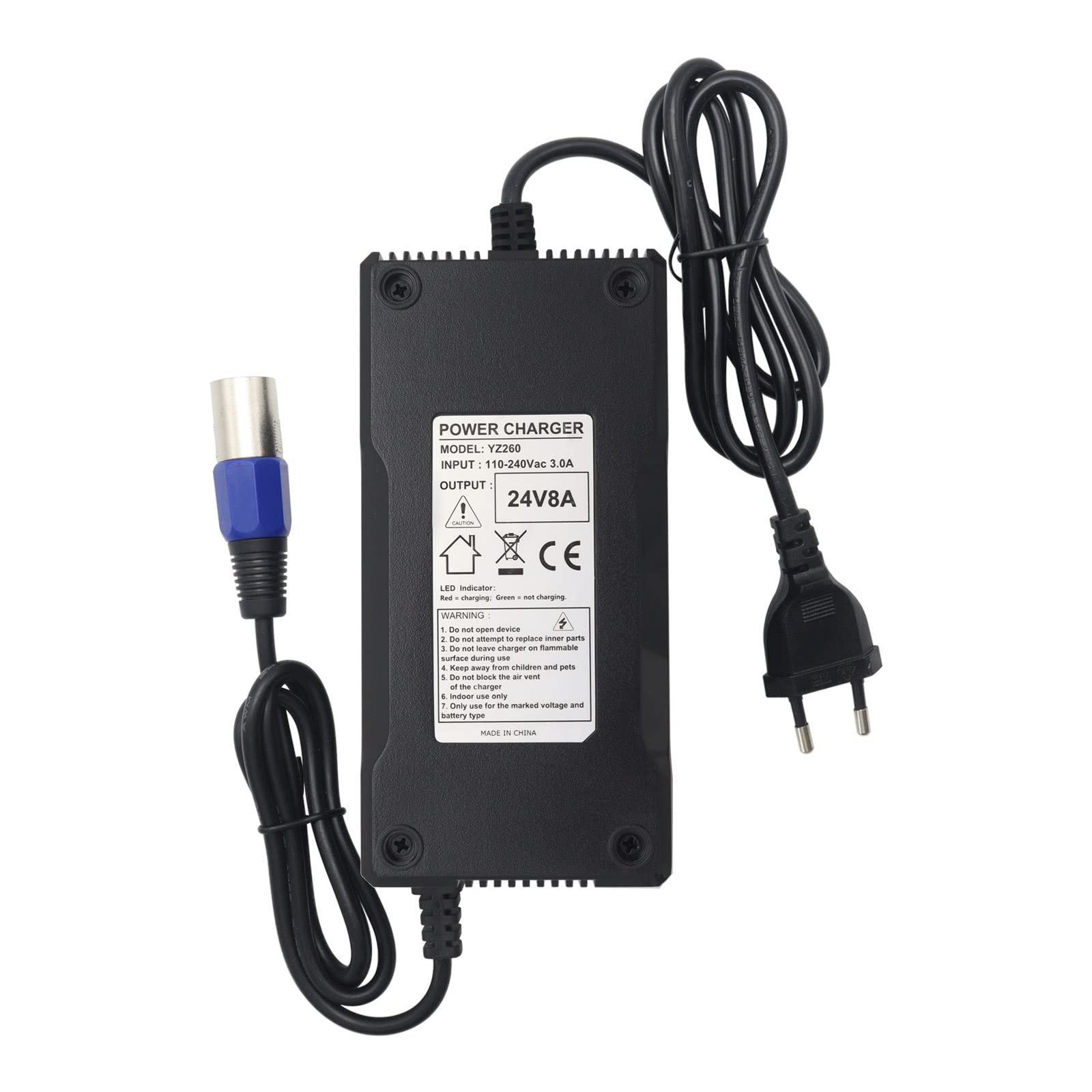 24 V 8 A Fuente de alimentación Cargador de Silla de Ruedas Scooter eléctrico 3 Pines Conector XLR sustituye a 1202L2 para baterías de Bicicleta de 24 V Prophete, Aldi, Mercado de hagebaumarkt