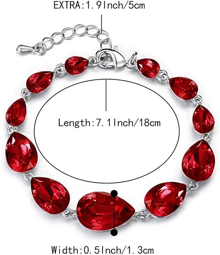 Miniatura 6 de BriLove Pulsera de cristal brillante para mujer, con múltiples lágrimas, para boda, fiesta nupcial, baile de graduación