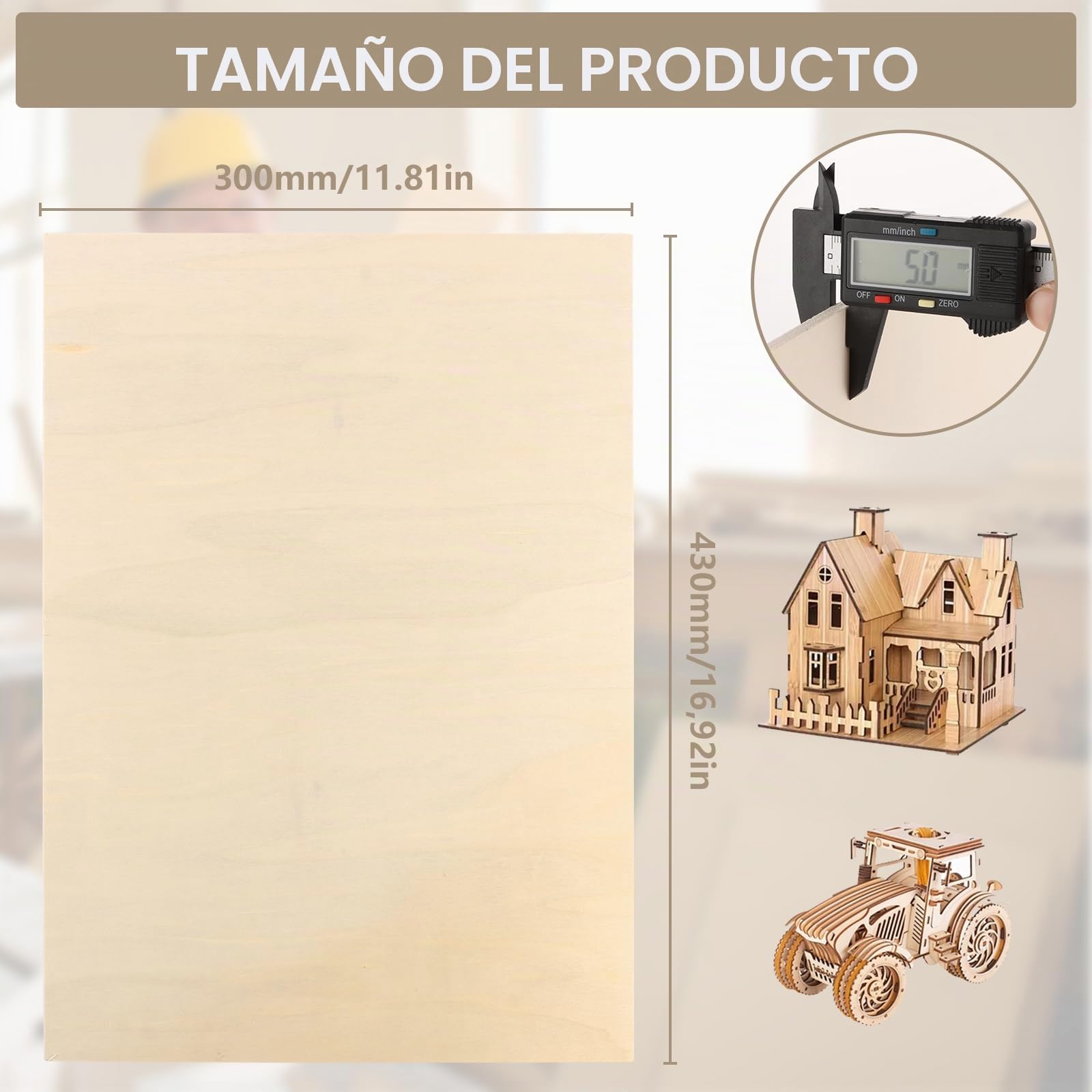 10 placas de madera contrachapada A3, 5 mm, contrachapado de álamo, para manualidades, carpintería, pirograbado, modelismo y regalos
