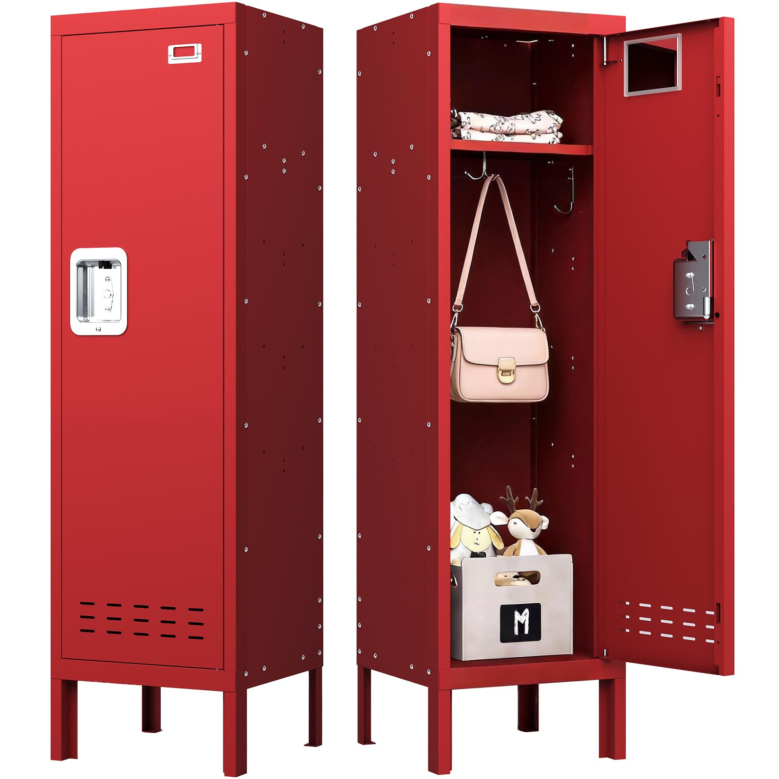 BUTISOW Metal Kids Locker,Metal Cabinet Storage Lockers,Lockable for Employees with Door,54" Height Steel Locker,Lockable Steel Locker for Children's Room, Playroom, School,Gym