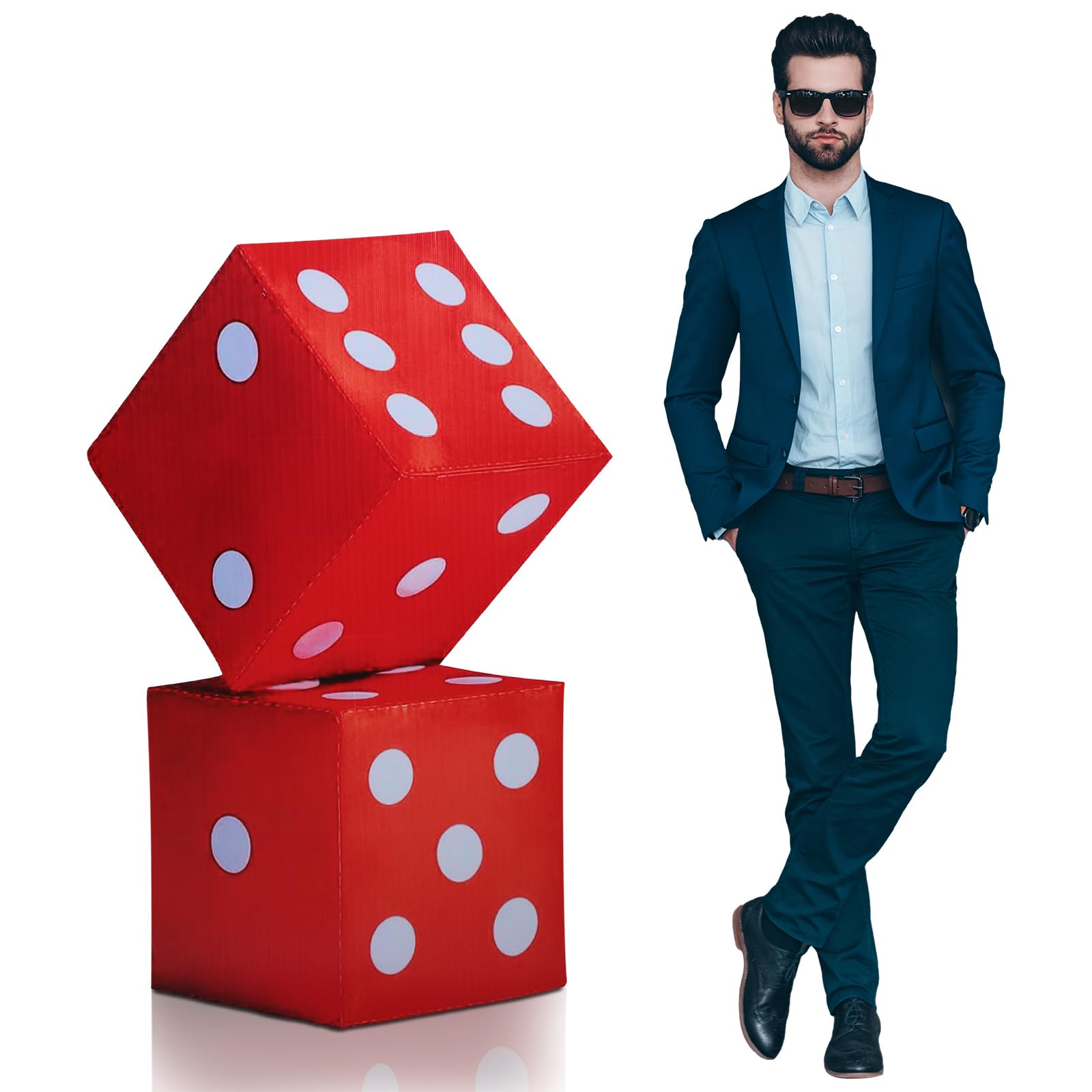 Photo 1 of Geelin 1 Pcs 4 ft Casino Night Vegas Party Game Theme Party Decoration Red Dice Cardboard Stand-up Cutout Freestanding Casino Photo Prop for Poker Night Parties Decoration