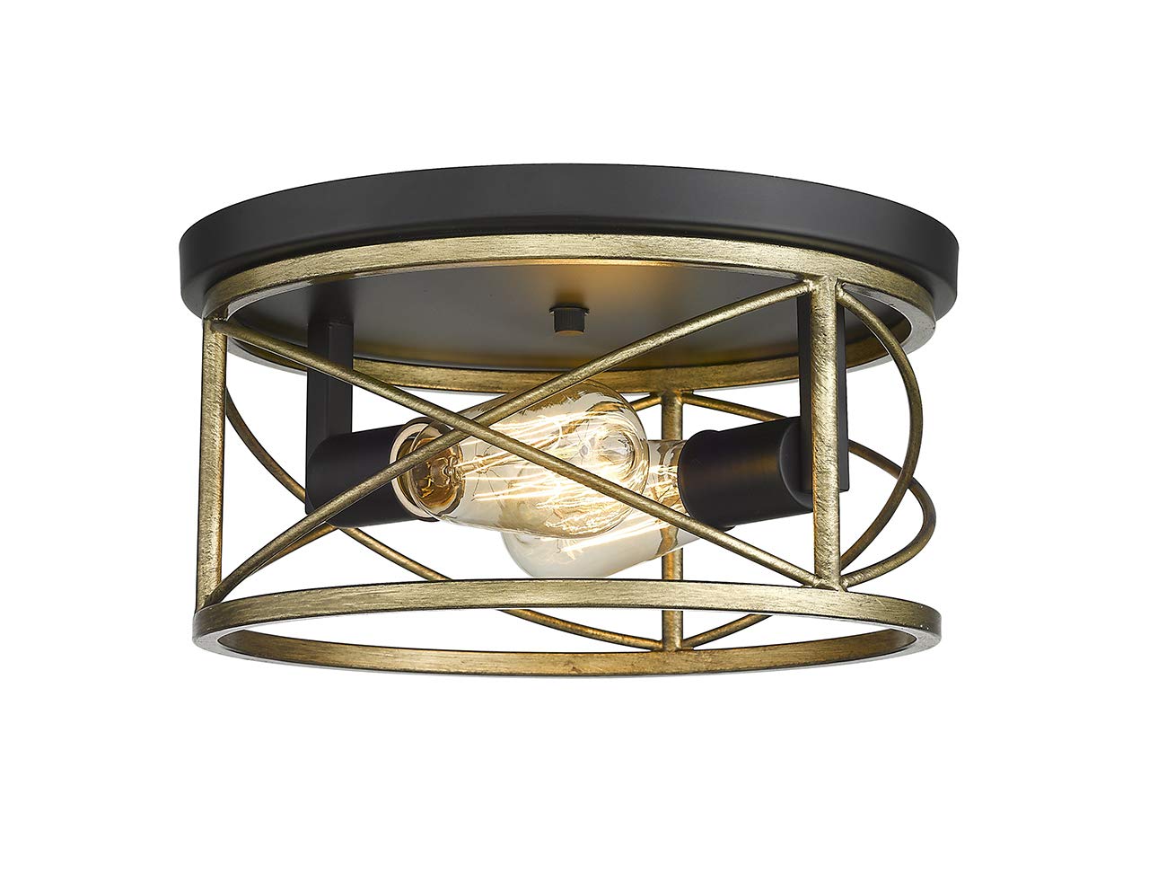 Rosient Industrial Flush Mount Lights, Farmhouse Close to Ceiling Flush Mount Lighting, 2-Light Flush Mount Ceiling Lighting Fixture