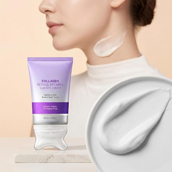Retinol Refining Gua Sha Cream, Collagen Retinol Gua Sha Cream for Neck Firming Skin, Resist-Aging Moisturize, Tightening Smoothing For Face Neck Daily Care（2）
