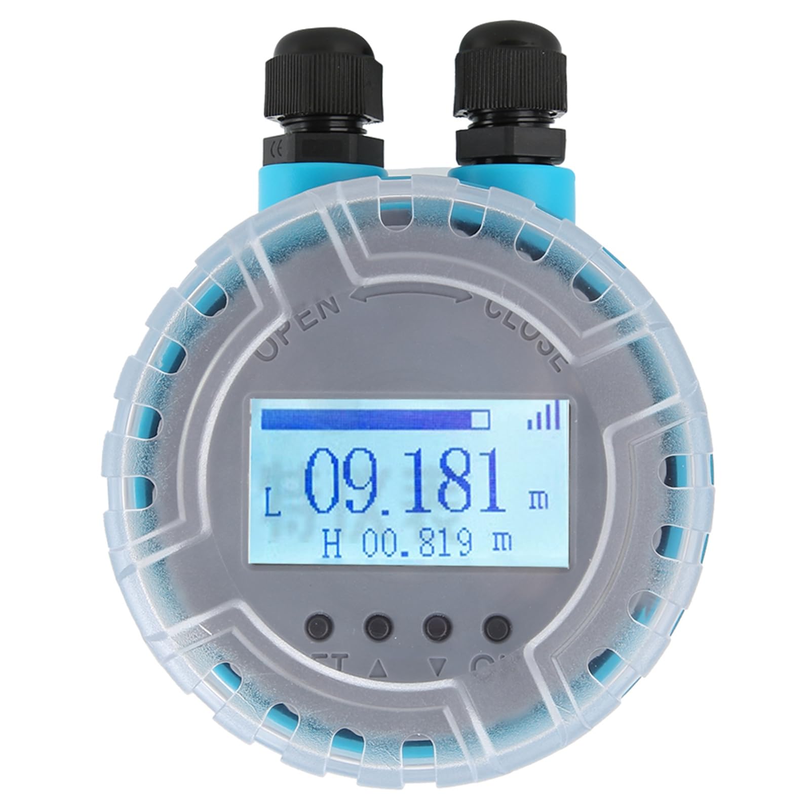 ViaGasaFamido Medidor de Nivel Ultrasónico, Pantalla LED Digital con Producción Analógica de 4-20 MA a Prueba de Agua IP65, para la Minería de Tratamiento de Agua DC24V Potencia (0 ~ 5 Metros)