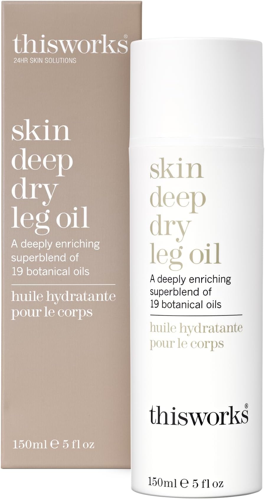 Skin Deep Dry Leg Oil, 150 ml - Body Oil for Dry Skin - Nourishing Body Moisturiser Enriched with 19 Essentials Oils including Sandalwood, Jojoba, Coconut and Rose Oil for a Hydrating Glow