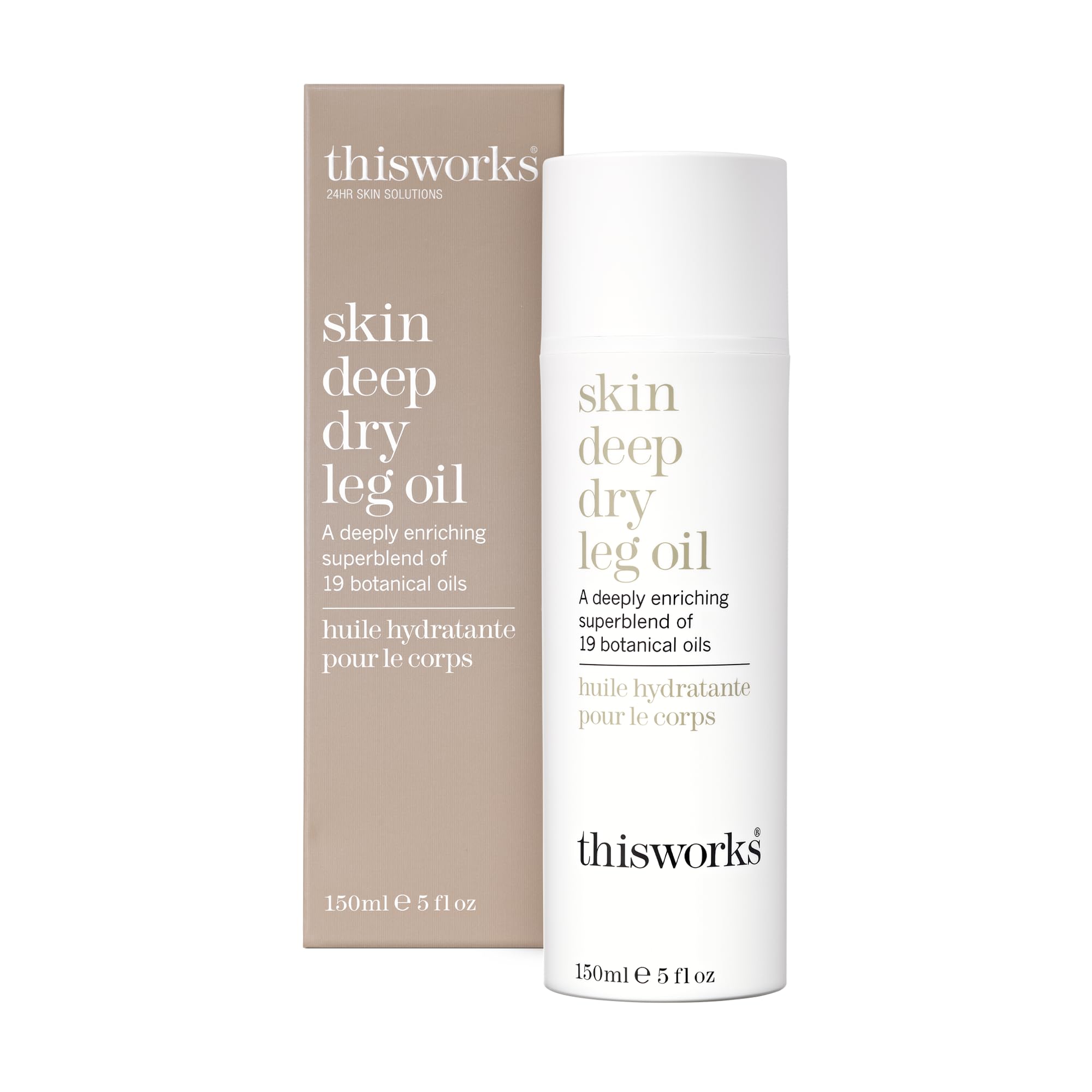 THISWORKS Skin Deep Dry Leg Oil – 100% Natural Body Oil Moisturizer with 13 Essential Oils & 6 Cold-Pressed Plant Oils, Hydrates & Nourishes Dry Skin,