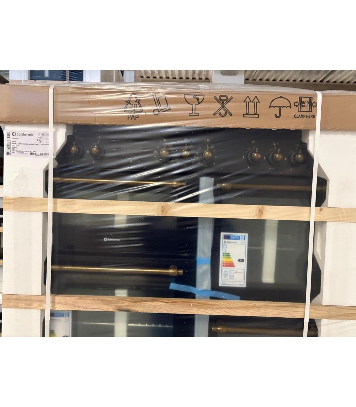 SOLTHERMIC RANGE3NHOR COCINA 3 HORNOS NEGRA RÚSTICA PROFESIONAL / 7 FUEGOS GAS / 3 HORNOS/TEMPORIZADOR Y TURBO/ENTREGA A DOMICILIO Y RETIRADA DEL USADO GRATIS