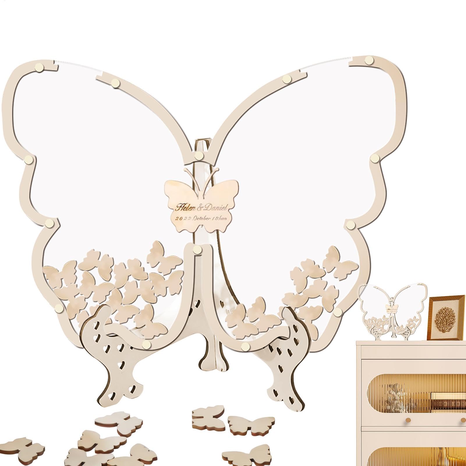 Livre d'or de mariage en bois élégant souvenir 28 cm pour réception