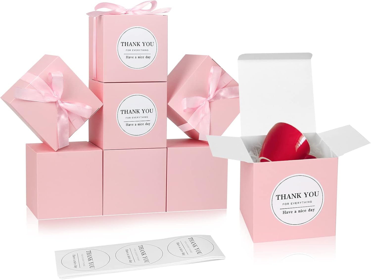 COTOPHER Small Gift Boxes 60 Pack 4x4x4 inches Pink Gift