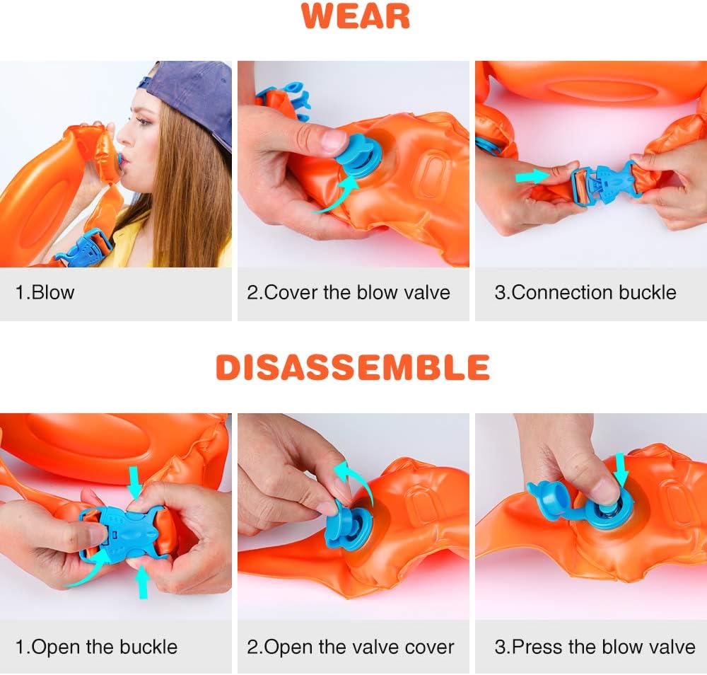 3PCS Swimming Belt for Kids and Adults, Portable Inflatable Swimming Training Aid, Swim Belt with Safety Buckle for Swimming Beginner : Sports & Outdoors