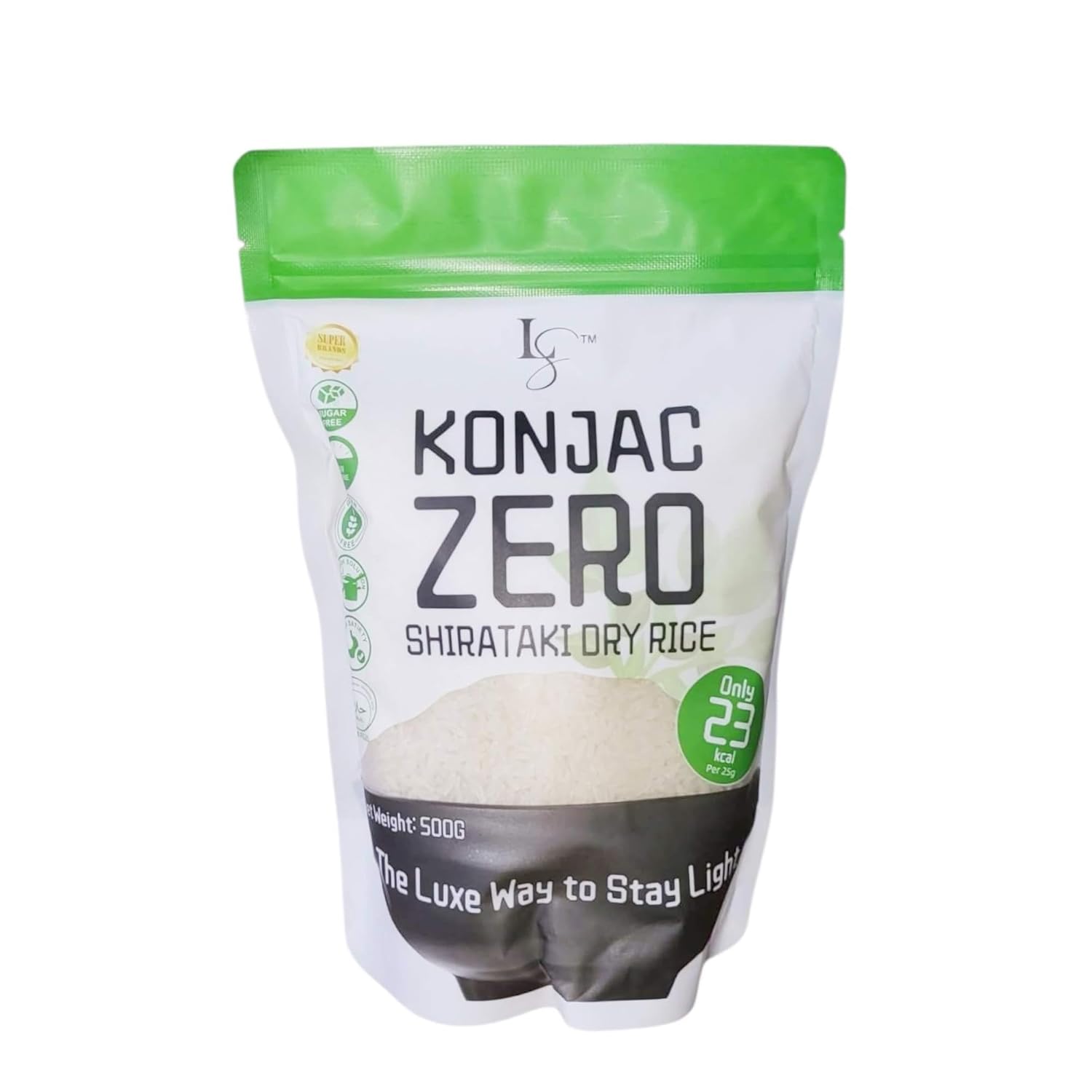Luxe Beauty by Ana Magkawas Konjac Zero Shirataki Dry Rice 500g – Low-Calorie Rice Alternative, Sugar-Free, Gluten-Free, Keto-Friendly, Made with Konjac Root Fiber