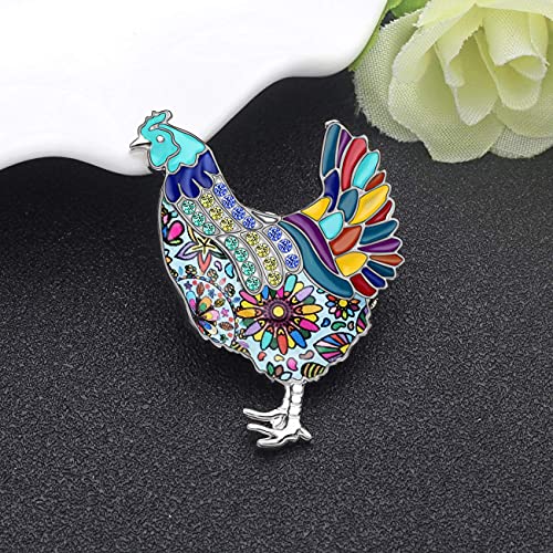 Image of DUOWEI Enamel Chicken Brooches Animals Lapel Pin Clothes Scarf Jewelry Gift for Women Girls