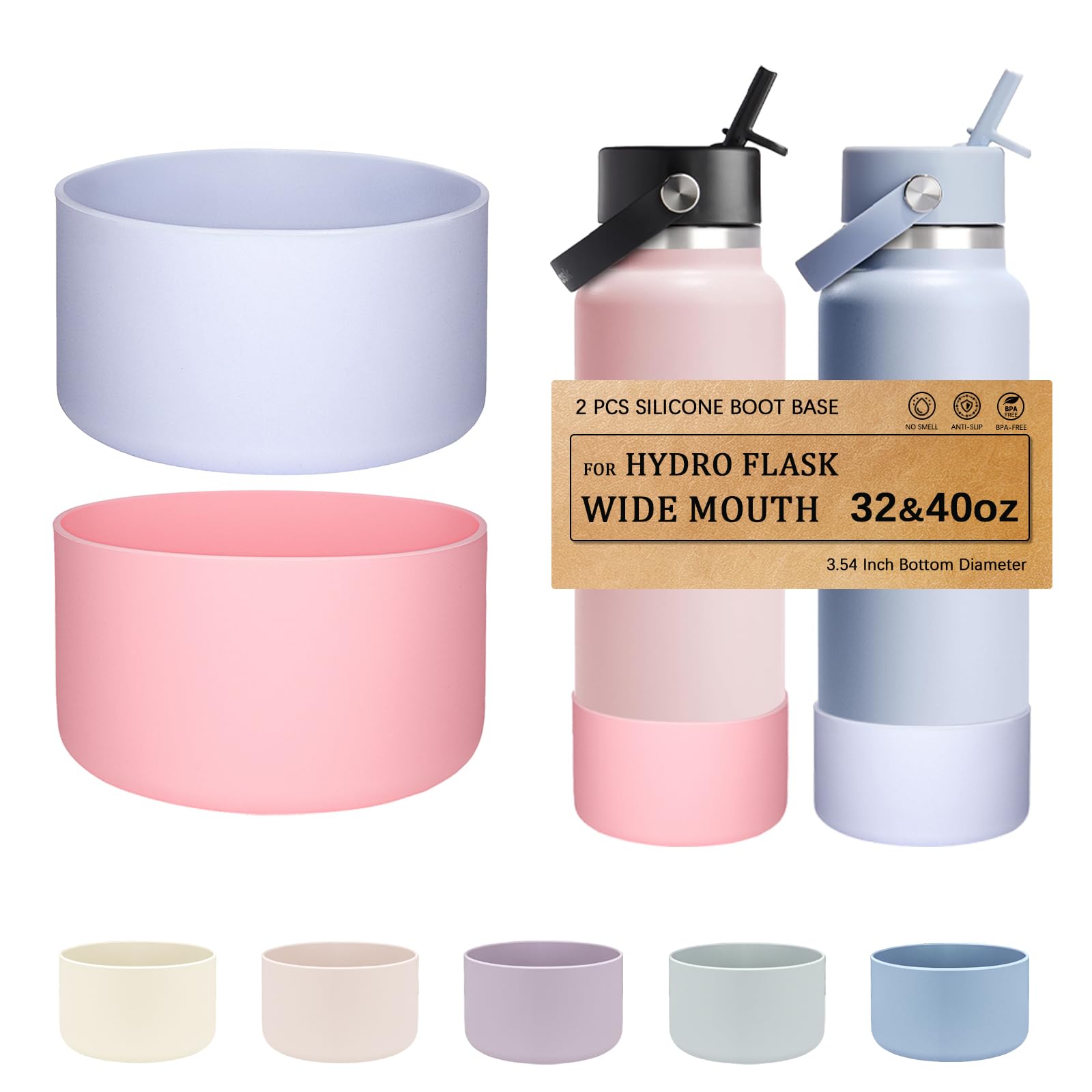 HEYSKAY Silicone Boot Base for Hydro Flask Wide Mouth 32-40oz Water Bottle
