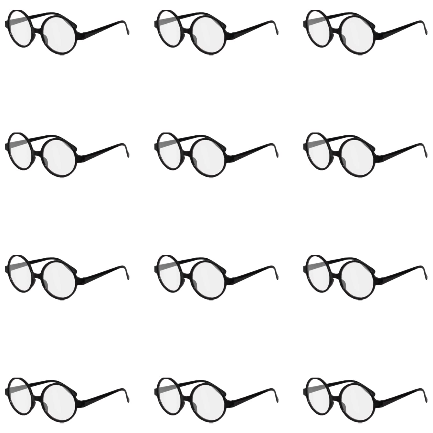 Round Glasses Accessory - Pack of 12 - Round Glasses with Black Frames - Unisex Fancy Dress Costume Accessory — image 1