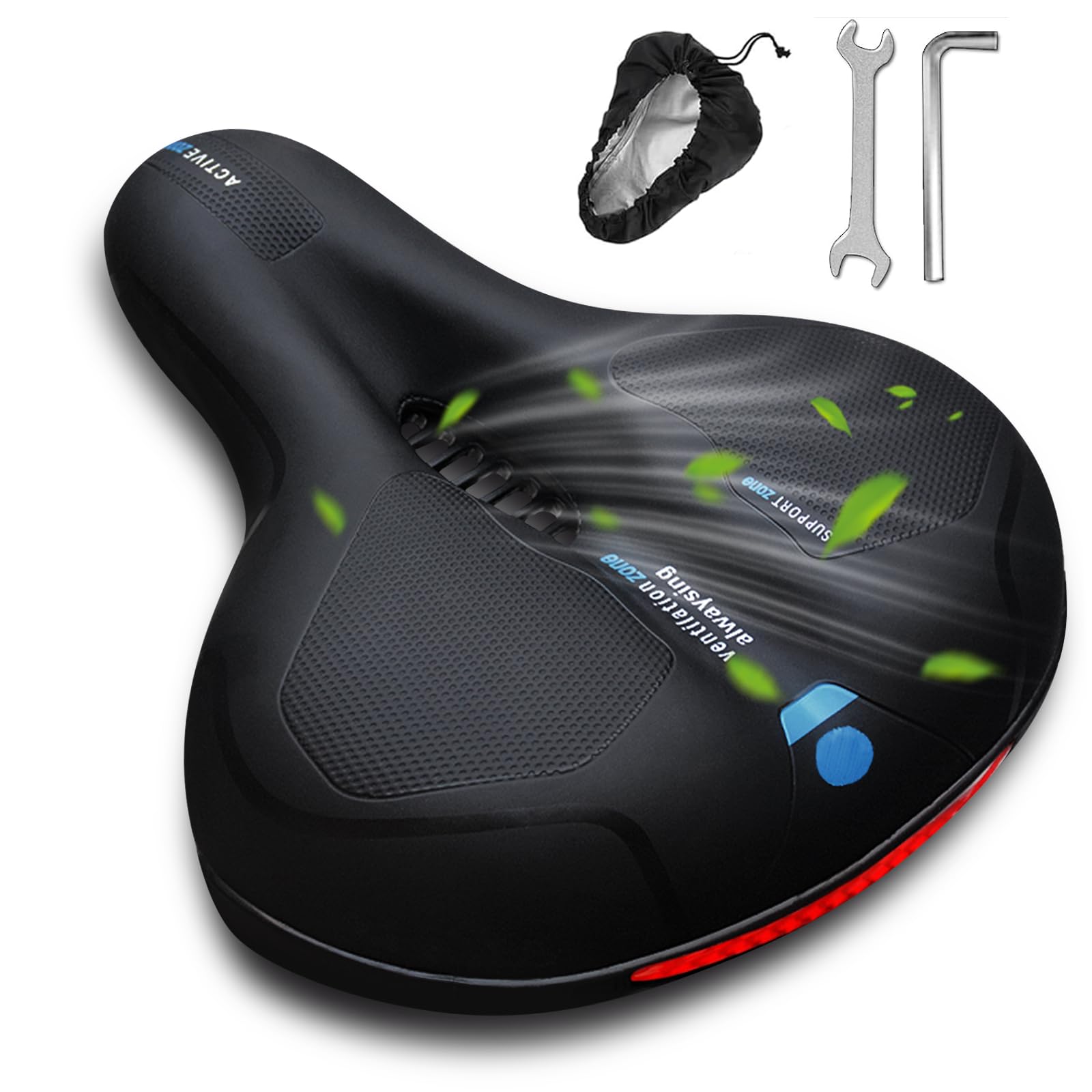 Sella Morbida Ammortizzata Sella MTB Morbida In Memory Foam, Ammortizzata, Traspirante, Con Riflettore - 25 Cm, Unisex Sella Per Cyclette