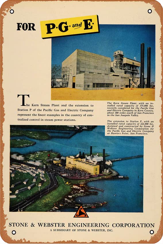 1950 Ad Stone & Webster Engineering Kern Steam Plant - ORIGINAL ADVERTISING ELC1 Tin Sign Retro Kitchen Restaurant Bathroom People Cave Farm Wall Decoration Iron Metal Plate 8x12inch