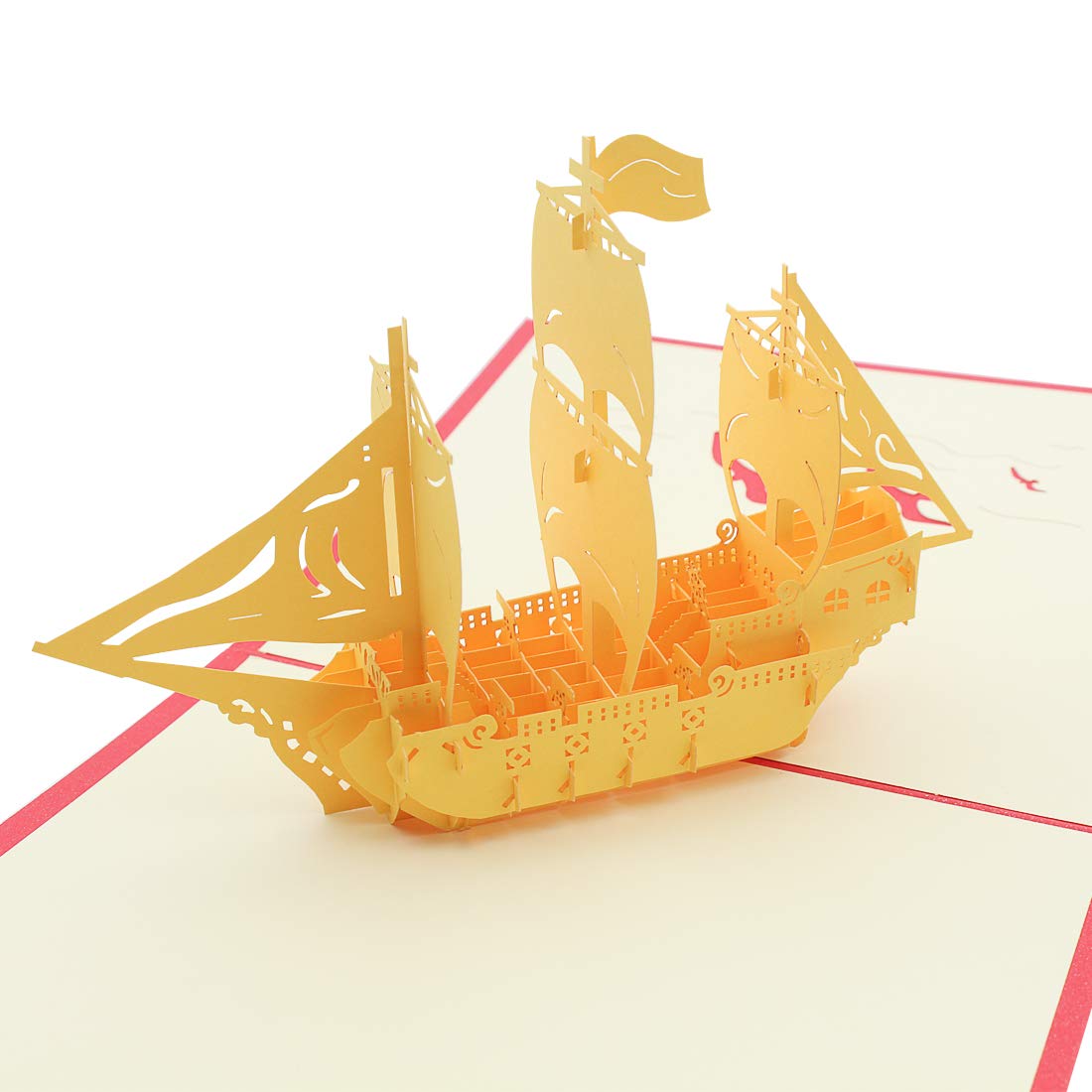 OLIREXD Sailing Boat/Sailboat 3D Greeting Card with Envelope, Handmade Pop up Card for Kids/Children, 3D Thank You Card for Birthday/Special Day/All Occasions, Paper Craft Collection for Boat Lovers