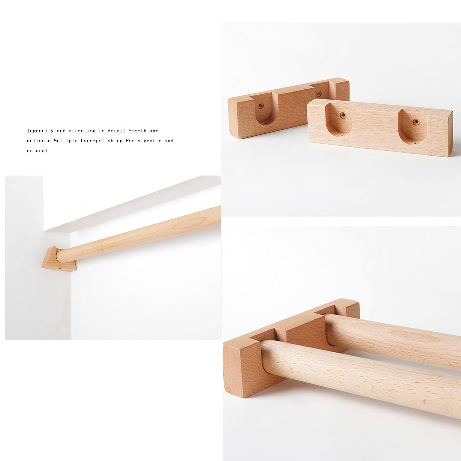 B Log - Bastone per tenda a pacchetto in legno massiccio, 99,8 cm, con staffa laterale ed elegante, perfetta per decorare la camera da letto e il soggiorno, asta singola per un elegante trattamento