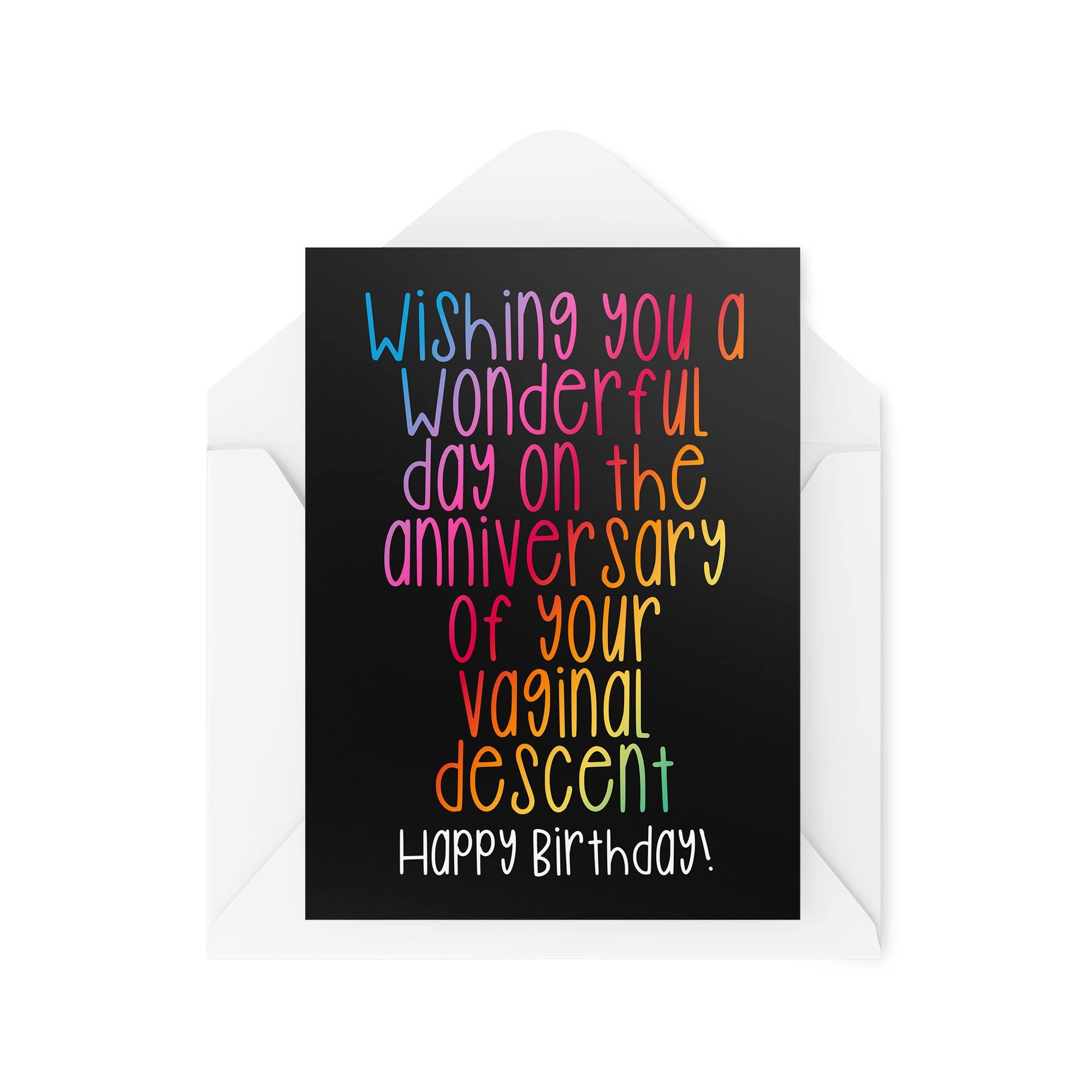 Tongue in Peach Birthday Cards Anniversary Of Your Vaginal Descent Card For Her Him Banter Joke Happy Bestie Work Colleague CBH981, TIP_CARDS_CBH981, White, A5
