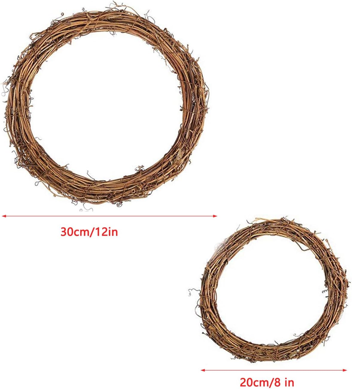 2 Pack Natural Grapevine Wreath Set Hand-Woven Vine Branch Rustic Wreaths for Front Door Eucalyptus Wreath Outdoor DIY Craft Christmas Wall Hanging Indoor Porch Window Farmhouse Green Decor