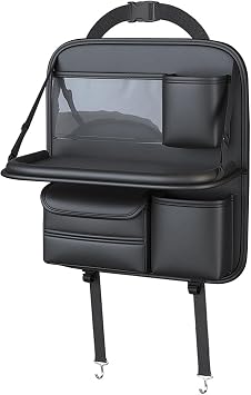 TOMSE Car Backseat Organizer for Hyundai Creta Cantus HC SU2 2020 2021 2022 2023, Versatile Fordable Inner Vehicle Protector Accessories Water Proof durable Leather Storage Bag,Black