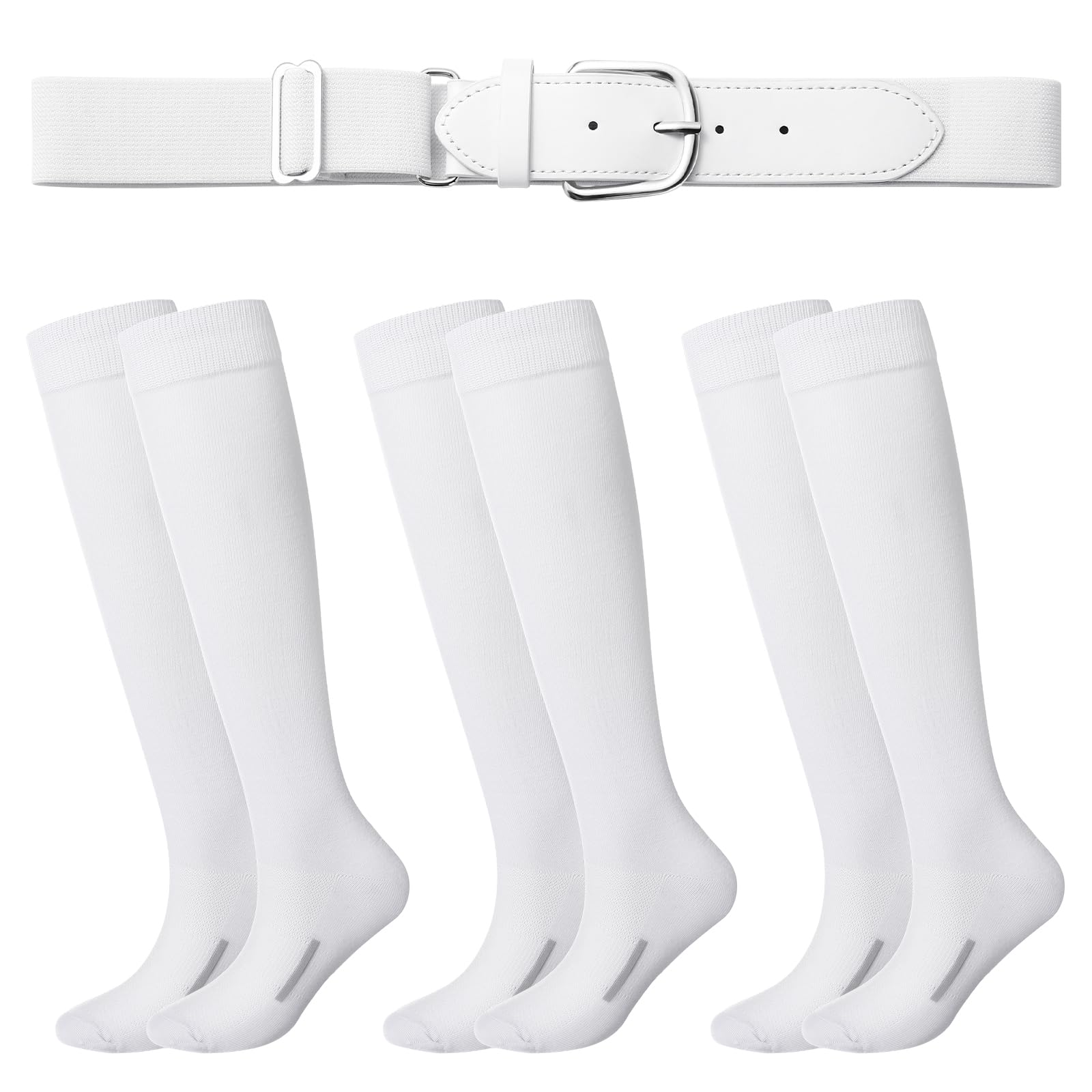 Haysandy Baseball or Softball Sock and Belt Combo Set 3 Football Baseball Socks with Softball Belt for Kids Youth Adult