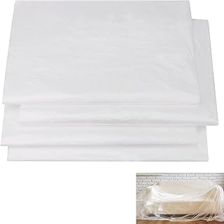 Hejo 4er Set Abdeckfolie Maler, 4×5m Starke Malerfolie, Malerplane, Malerabdeckfolie, Transparente Baufolie aus PE, Große ...