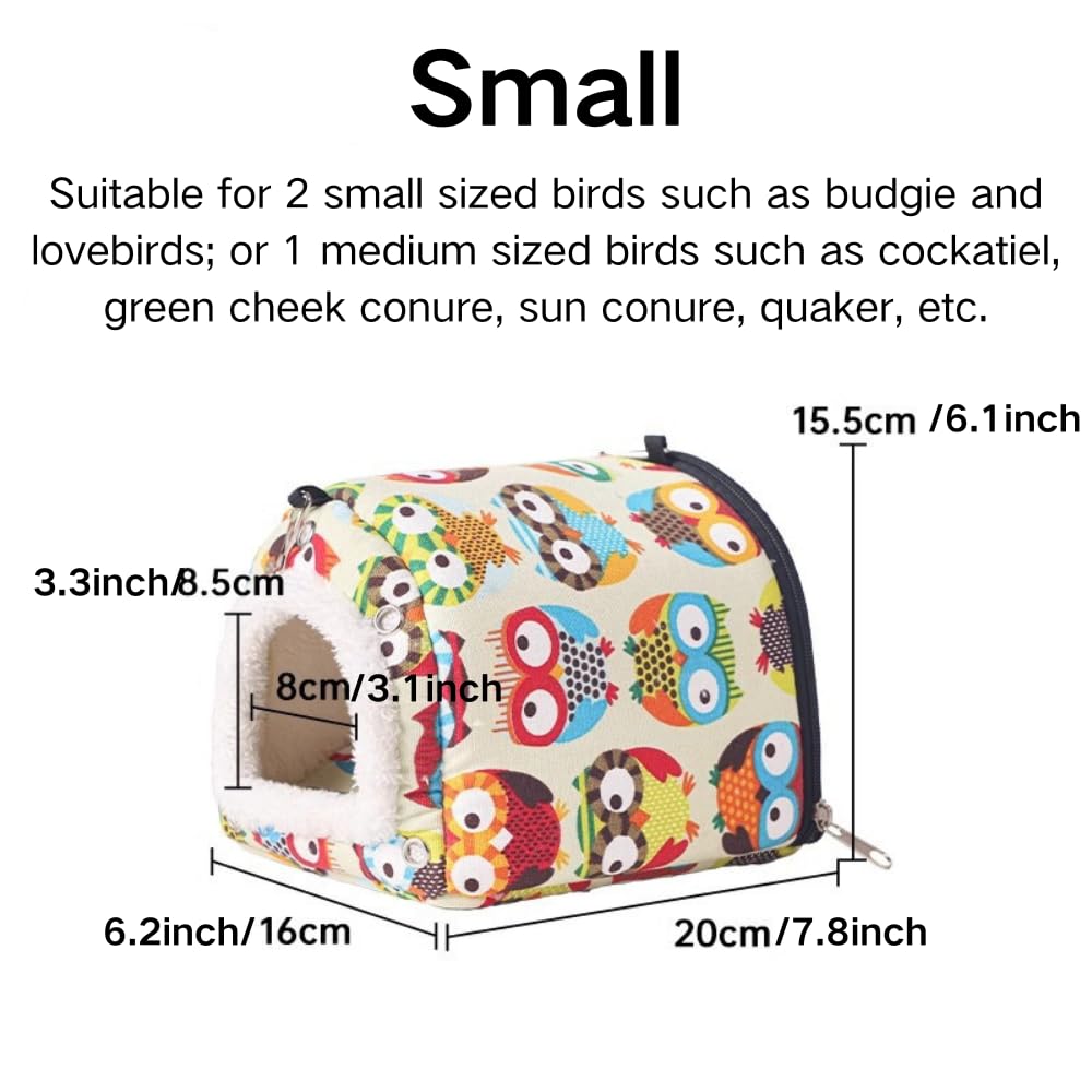 Large Winter Warm Bird Nest House Hanging Hammock Plush Parrot Nest Snuggle Shed Hut Velvet Sleeping Bed for Parrot Parakeet Cockatiels Budgies Lovebird Quaker Conures (Small)