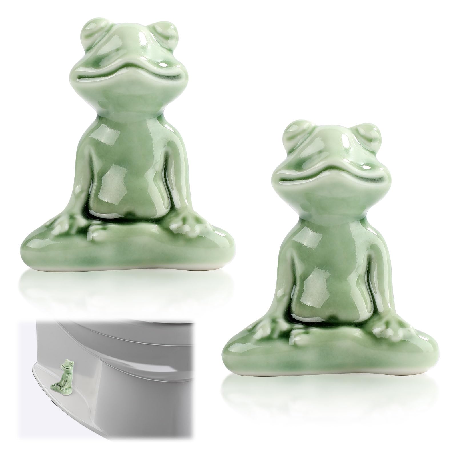 Photo 1 of PEUTIER Ceramic Toilet Bolt Covers - Frog Design (2 Count)