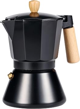 Moka Pot Stovetop Espresso Maker Classic Italian Style Coffee Maker Pot Natural Wood Handle 6 Cups