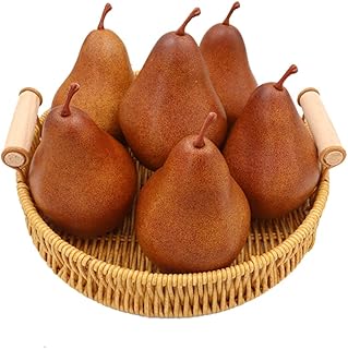 WJboand 6PCS Fake Brown Pear Artificial Lifelike Fake Fruits Decorative for Kitchen Party Home Ornament House Table Faux Fruit Centerpieces Sketch Photography Prop