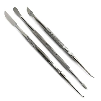 Set of 3 Dental Waxing Instruments Carvers Zahle Beale Lecron Wax Mixing Spatula Knife Lab