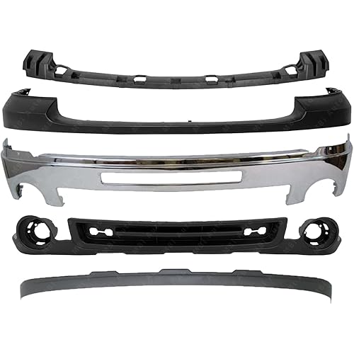 BUMPERS THAT DELIVER - Chrome, Steel Complete Front Bumper Face Bar Cover Valance 5-PC Kit Compatible with 2007-2013 GMC Sierra 1500 07-13, GM1002834 GM1015100 GM1092211 GM1014102 GM1065108