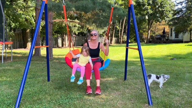 GIKPAL Saucer Swing with Stand for Kids Outdoor, 440lbs Swing Set