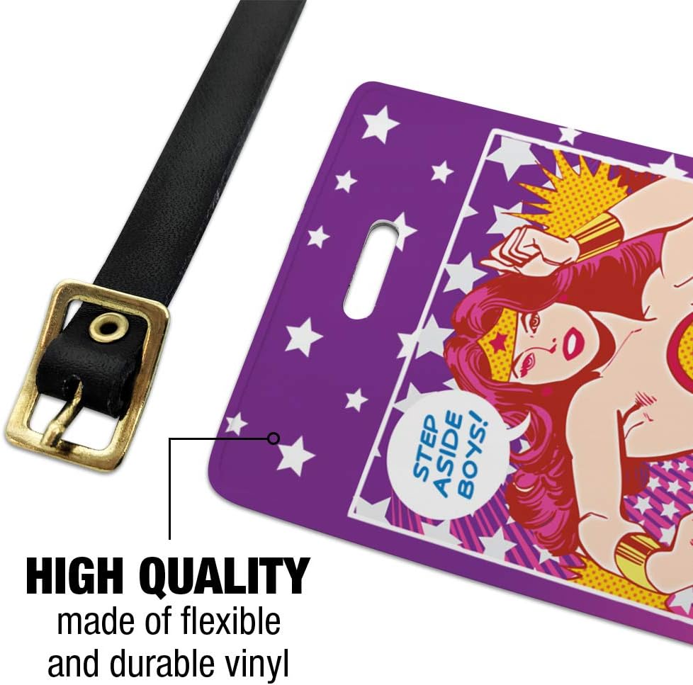 Wonder Woman Step Aside Boys Luggage ID Tags Suitcase Carry-On Cards - Set of 2