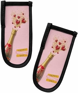 Valentines Day 2 Packs Hot Handle Holder, Cast Iron Skillets Pan Handle Covers Sleeves Potholder Kitchen Decor Essential Cookware for Home Camping Cooking Tools, Watercolor Heart Love Spring Holiday