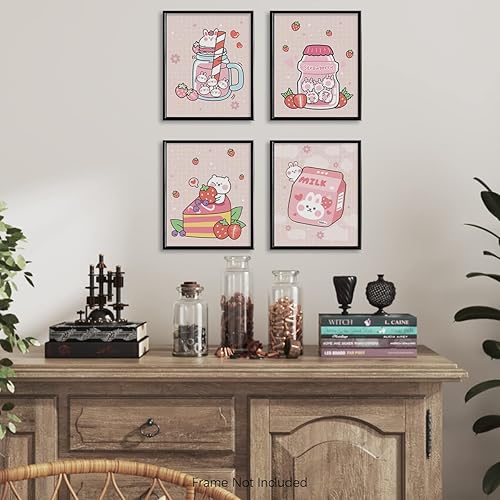 Miniatura 6 de Kawaii Japanese Anime Wall Decor for Dining Room - Pink Cute Kitchen Room Decor - Aesthetic Rabbit Strawberry Posters Prints for Teen Girl Bedroom
