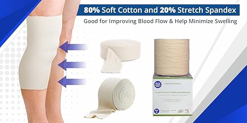 Miniatura 4 de Vendaje tubular de compresión tamaño H para piernas grandes, rodillas o brazos – Algodón Spandex sin látex – Se adapta cómodamente y delicado a la