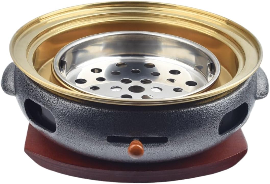 Barbecue Grill Portable Handmade Cast Iron Adjustable Ventilation, Independent Charcoal Plate, Easy to Clean, Removable Grill Grate for Outdoor Camping, BBQ Party